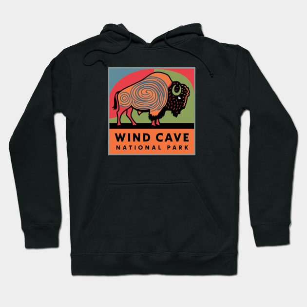 Wind Cave National Park Bison Illustration Hoodie by Perspektiva